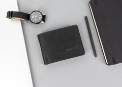 Męski Skórzany Portfel Czarny Premium Mustang Denimo High Wallet