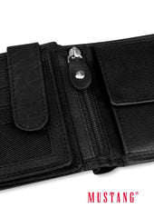 Męski Skórzany Portfel Czarny Premium Mustang Denimo High Wallet