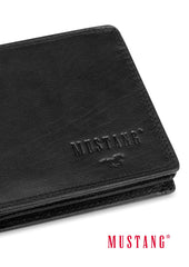 Męski Skórzany Portfel Czarny Premium Mustang Denimo High Wallet