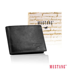 Męski Skórzany Portfel Czarny Premium Mustang Denimo High Wallet
