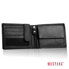 Męski Skórzany Portfel Czarny Premium Mustang Denimo High Wallet