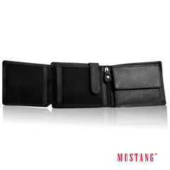 Męski Skórzany Portfel Czarny Premium Mustang Denimo High Wallet