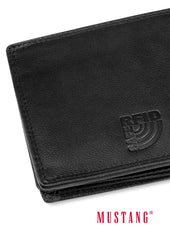 Męski Skórzany Portfel Czarny Premium Mustang Denimo High Wallet