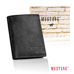 Skórzany Czarny Portfel Męski Rfid Mustang Denimo High Wallet