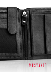 Skórzany Czarny Portfel Męski Rfid Mustang Denimo High Wallet