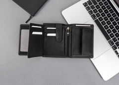 Skórzany Czarny Portfel Męski Rfid Mustang Denimo High Wallet