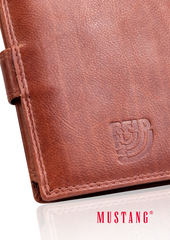 Skórzany Portfel Brązowy Uniwersalny Rfid Mustang Denimo High Wallet Side Opening