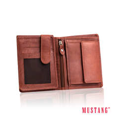 Skórzany Portfel Brązowy Uniwersalny Rfid Mustang Denimo High Wallet Side Opening