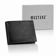 Męski Skórzany Portfel Czarny Premium Mustang Denimo High Wallet