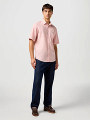 Meska Koszula Wrangler SS 1 Pkt Shirt Silver Pink 112362676