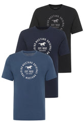 3 Pak Koszulek T-Shirt Mustang Style Alex Niebieski Granatowy Czarny 1017992