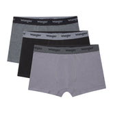 3PAK MĘSKIE BOKSERKI WRANGLER TRUNKS OLIVER CHARCOAL MARL/BLACK/POPPYSEED U5_22222_WRA