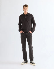 BLUZKI MĘSKIE WRANGLER LS POLO SHIRT CAVIAR 112386983
