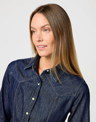 Damska Koszula Jeansowa Wrangler Exag Yoke Shirt Saddle 112362846