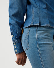 Damska Koszula Jeansowa Wrangler Femme Peplum Shirt Light Hand 112370782