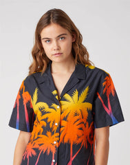 DAMSKA KOSZULA Z KRÓTKIM RĘKAWEM WRANGLER CUBAN SHIRT FADED BLACK W5R36SXV6 112130308