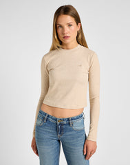 Damska Koszulka Lee Ls Cropped Rib Tee Oatmeal 112355192