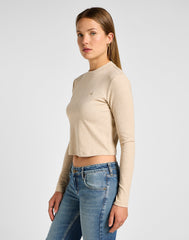 Damska Koszulka Lee Ls Cropped Rib Tee Oatmeal 112355192