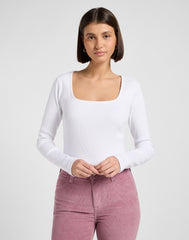 Damski Longsleeve Koszulka Z Długim Rękawem Lee LS Square Neck Bright White 112370952