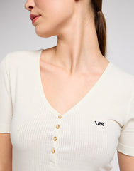 Damska Koszulka Lee SS Henley Ecru 112333722