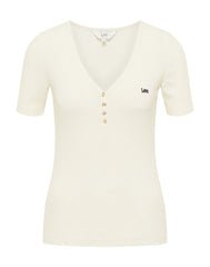 Damska Koszulka Lee SS Henley Ecru 112333722