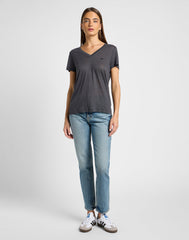 Damska Koszulka Lee V Neck Tee Black 112360427