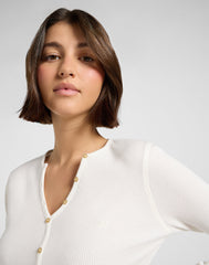 Damska Koszulka Lee Washed Waffle Henley Ecru 112371290