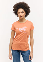 Damska Koszulka Mustang T-shirty Logo Loa Dusted Clay 1015161 7265
