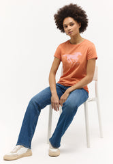 Damska Koszulka Mustang T-shirty Logo Loa Dusted Clay 1015161 7265