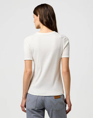 Damska Koszulka Wrangler Femme Knit Henley Worn White 112370743