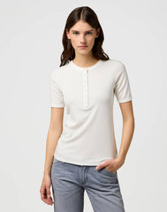 Damska Koszulka Wrangler Femme Knit Henley Worn White 112370743