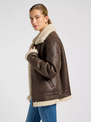 DAMSKA KURTKA LEE AVIATOR JACKET LUXE BROWN 112371079