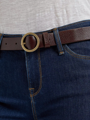 DAMSKI PASEK LEE ROUND BUCKLE BELT DARK BROWN 112372928