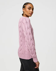 Damski Sweter Wrangler Cable Knit Crew Keepsake Lilac 112370799