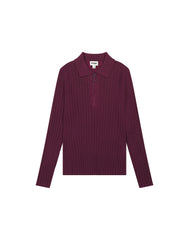 Damski Sweter Wrangler Rib Knit Polo Plum Caspia 112356484