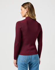 Damski Sweter Wrangler Rib Knit Polo Plum Caspia 112356484