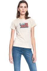 DAMSKI T-SHIRT LEE CREW NECK TEE BLEACHED SAND L41LYGOC 112109072