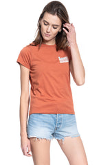 DAMSKI T-SHIRT LEE CREW NECK TEE BURNT OCRA L41LYGOM 112109078