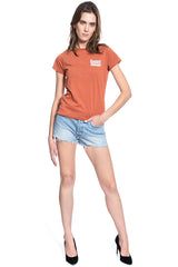 DAMSKI T-SHIRT LEE CREW NECK TEE BURNT OCRA L41LYGOM 112109078