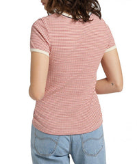 Damski T-shirt Lee Striped Ribbed Tee Aurora Red L44SPFNV 112109978