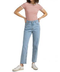 Damski T-shirt Lee Striped Ribbed Tee Aurora Red L44SPFNV 112109978