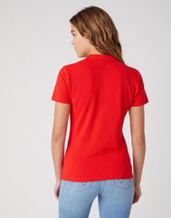 Damski T-Shirt Wrangler Polo Flame Red W7Q1-K4-R06 112132076