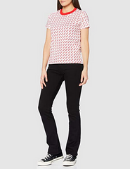 DAMSKI T-SHIRT WRANGLER SS AOP TEE FLAME RED W7ZD-D3-R06 112132197