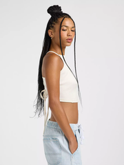 DAMSKI TOP LEE BACKLESS HALTER TOP ECRU HERRINGBON 112363454
