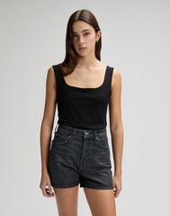 DAMSKI TOP LEE SQUARE NECK TANK BLACK 112376997