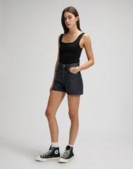 DAMSKI TOP LEE SQUARE NECK TANK BLACK 112376997