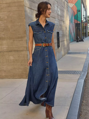 DAMSKIE SUKIENKA JEANSOWA LEE MAXI WESTERN DRESS DARK MAGIC 112376938