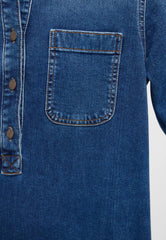 Damska Sukienka Mini Mustang Style Aloha Henley Dress Denim Blue 1015584 5000 701