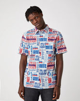 Koszula Męska Wrangler SS Relaxed Shirt Text Mania W5J47S18E 112130181