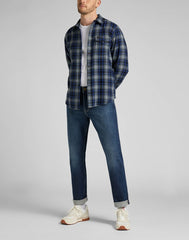 Lee Clean Western Męska Koszula W Kratę Anthem Blue L66RDH21 112322655